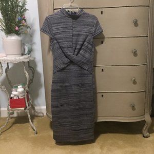 ✨NWT Showpo The Hustle Midi Dress Navy Blue and White Space Dye Size AU 6, US 2